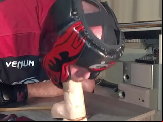 fetish Playing With Inflatable Dildo In Full Boxing Gear hd